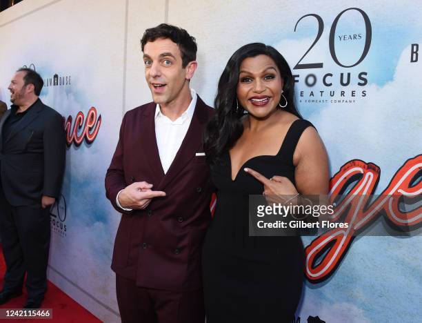 Novak and Mindy Kaling at the Los Angeles premiere of "Vengeance" at the Ace Hotel on July 25, 2022 in Los Angeles, California.