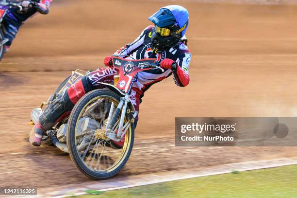Norick Blödorn in action for Belle Vue ATPI Aces during the SGB Premiership match between Belle Vue Aces and Peterborough at the National Speedway...