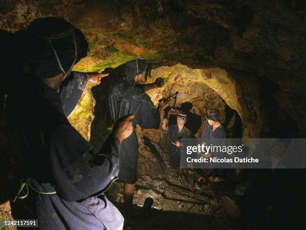 Animatronics inside the Sohdayu mine on Sado island show the life during the gold mine exploitation. Under a split-top mountain on the Japanese...