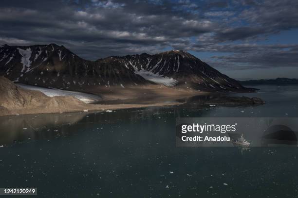 View of Svalbard mountains in Norway on July 19, 2022. Scientists, who participated in Turkiyeâs 2nd Arctic Expedition coordinated by TUBITAK MAM...