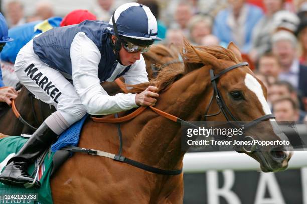 Jockey William Buick riding Gertrude Bell winning The Cheshire Oaks at Chester, 5th May 2010.