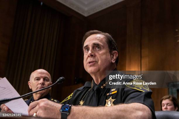 Sheriff Michael Bouchard of Oakland County, Mich., delivers his opening statement during a Senate Judiciary Committee hearing entitled Law...