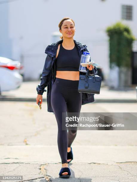 Cara Santana is seen leaving a Pilates class on July 26, 2022 in Los Angeles, California.
