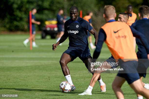 Kalidou Koulibaly of Chelsea during a training session at Chelsea Training Ground on July 26, 2022 in Cobham, England.
