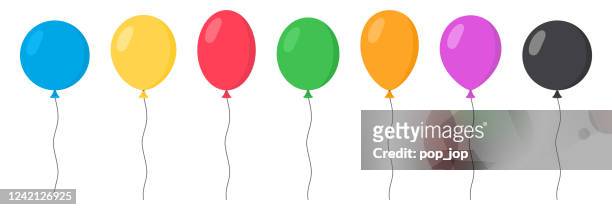 氣球套裝 - 卡通平面風格。隔離在白色上。向量 - balloon 幅插畫檔、美工圖案、卡通及圖標