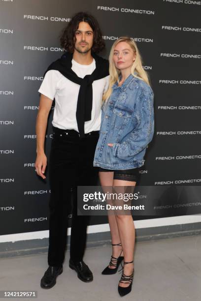 Maximillian King and Nell Hudson attend the French Connection 50th Anniversary party at The Vinyl Factory on July 26, 2022 in London, England.