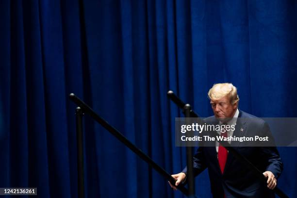 Washington, DC Former President Donald Trump arrives to speak during the America First Agenda Summit organized by America First Policy Institute AFPI...