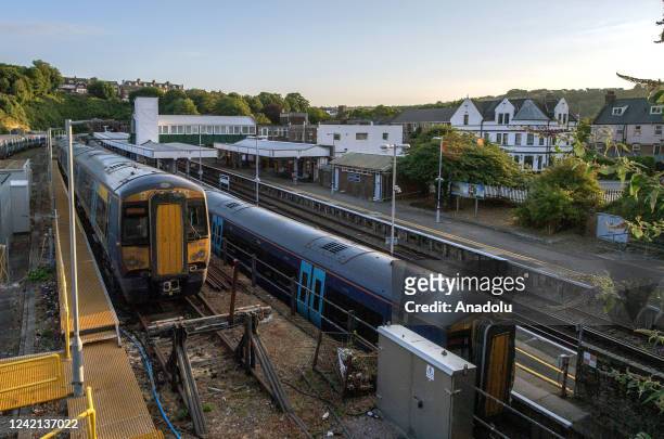 Photo shows a view from Dover Priory Station in Dover, United Kingdom on July 27, 2022. Railway workers and the RMT union striking at Dover. The MRT...