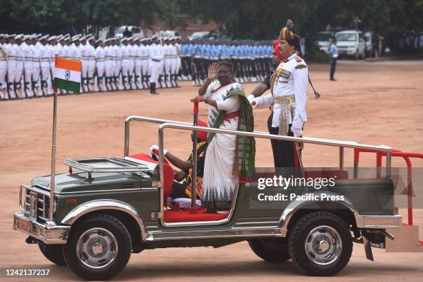 Indias new President, Droupadi Murmu take her oath this morning to lead the highest constitutional post of the country. Murmu escourted a tri-service...