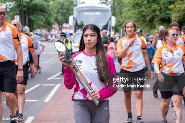 Samah Khan takes part in The Queen's Baton Relay as it reaches Birmingham as part of the Birmingham 2022 Queens Baton Relay on July 27, 2022 in...