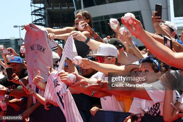 Fans ask for autographs during the All-Star Red Carpet Show at L.A. Live on Tuesday, July 19, 2022 in Los Angeles, California.