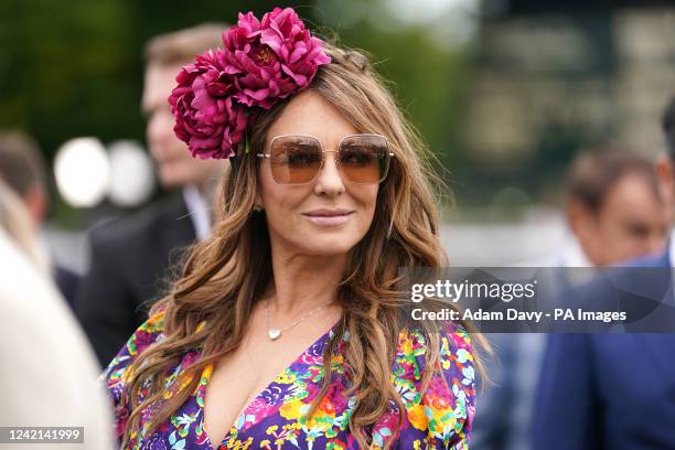 Elizabeth Hurley on day two of the Qatar Goodwood Festival 2022 at Goodwood Racecourse, Chichester. Picture date: Wednesday July 27, 2022.