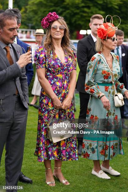 Elizabeth Hurley on day two of the Qatar Goodwood Festival 2022 at Goodwood Racecourse, Chichester. Picture date: Wednesday July 27, 2022.