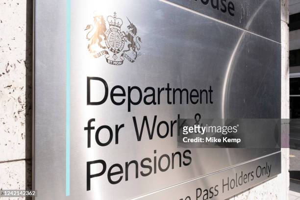 Department for Work and Pensions on 24th July 2022 in London, United Kingdom. The Department for Work and Pensions, DWP, is responsible for welfare,...