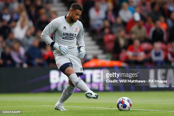 Middlesbrough goalkeeper Zack Steffen in action during a pre-season friendly match at Riverside Stadium, Middlesbrough. Picture date: Friday July 22,...