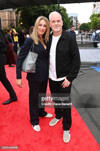 Tiffany Austin and Chris Moyles attend the press night performance of "Sister Act: The Musical" at the Hammersmith Eventim Apollo on July 27, 2022 in...