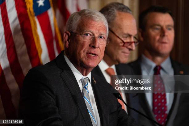 Senator Roger Wicker, a Republican from Mississippi, speaks during a news conference for the CHIPS and Science Act at the U.S. Capitol in Washington,...