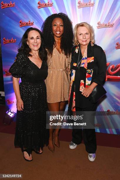 Lesley Joseph, Beverley Knight and Jennifer Saunders attend the press night after party for "Sister Act: The Musical" at St Paul's Centre on July 27,...