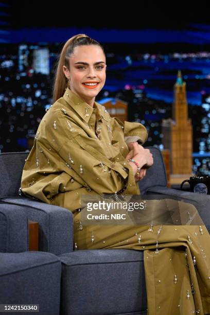 Episode 1689 -- Pictured: Actress Cara Delevingne during an interview on Wednesday, July 27, 2022 --