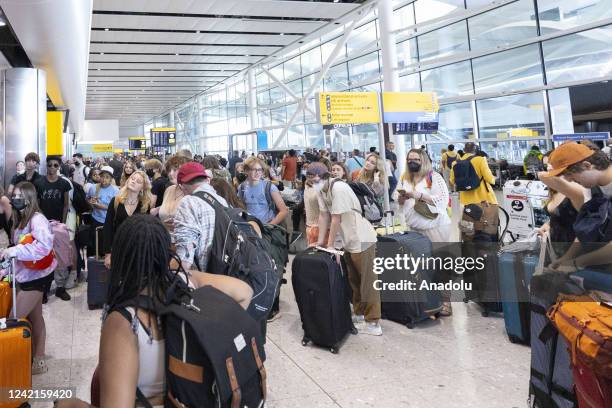 An interior view of Heathrow Airport as the holidaymakers face with an international travel chaos across Europe due to chronic staff shortages in...