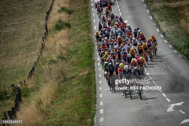 The pack cycles in the 5th stage of the new edition of the Women's Tour de France cycling race 6 km between Bar-le-Duc and Saint-Die-des-Vosges,...