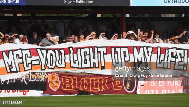 Motherwell tifo during a Europa Conference League qualifying match between Sligo Rovers and Motherwell at The Showgrounds Stadium, on July 28 in...