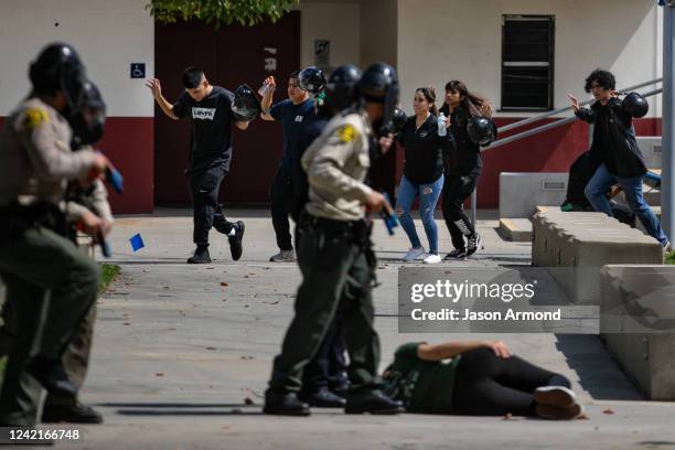 The Los Angeles County Sheriff's Department take part in active shooter training drills at Rosemead High School on Thursday, July 28, 2022 in...