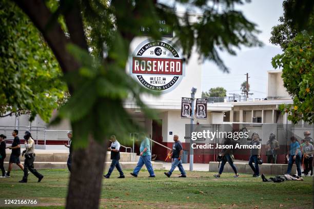 The Los Angeles County Sheriff's Department take part in active shooter training drills at Rosemead High School on Thursday, July 28, 2022 in...