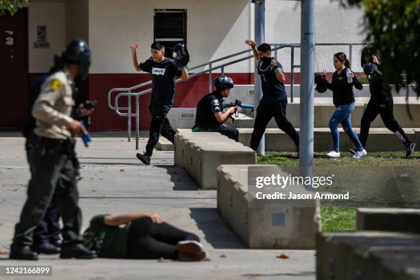 The Los Angeles County Sheriff's Department take part in active shooter training drills at Rosemead High School on Thursday, July 28, 2022 in...