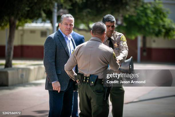 Los Angeles County Sheriff Alex Villanueva oversees active shooter training drills at Rosemead High School on Thursday, July 28, 2022 in Rosemead, CA.