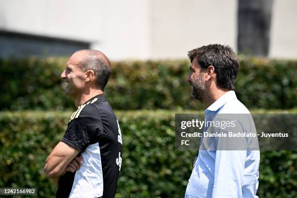 Massimiliano Allegri, Andrea Agnelli of Juventus during a training session on July 28, 2022 in Los Angeles, California.