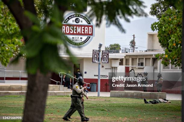 The Los Angeles County Sheriff's Department take part in active shooter training drills at Rosemead High School on Thursday, July 28, 2022 in...