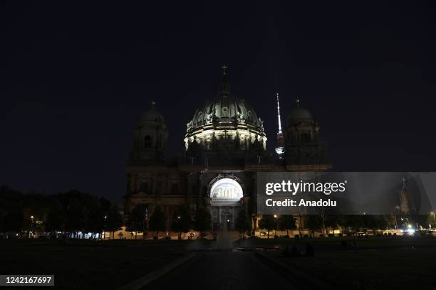 View of Berlin Cathedral in Berlin, Germany on July 28, 2022. Many public buildings will not be illuminated at night to save energy after rising gas...