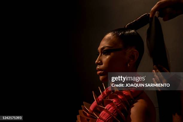 Model presents a creation by Colombian designer Zunilda Gutierrez at Colombiamoda during the Medellin Fashion Week in Medellin, Colombia, on July 28,...