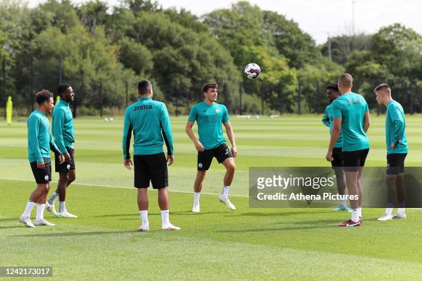 Kyle Joseph of Swansea City in action during the Swansea City Training Session at The Fairwood Training Ground on July 27, 2022 in Swansea, Wales.