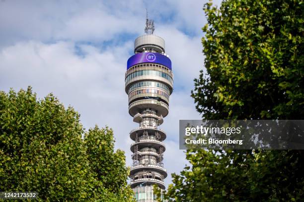 The BT Tower during a strike by BT Group Plc workers, in London, UK, on Friday, July 29, 2022. Tens of thousands of BT's unionized workers voted in...