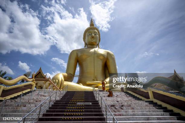 View of The Great Buddha of Thailand, the tallest Buddha statue located in the Wat Muang temple in Thailand's Ang Thong province on June 29, 2022....