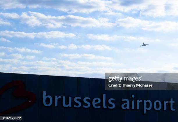 Dassault Falcon 7X takes off from Brussels Airport on July 29, 2022 in Zaventem, Belgium. The Falcon 7X is a top-of-the-range business jet built by...