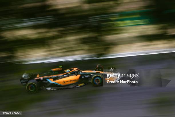 Lando Norris of McLaren during the practice ahead of the Formula 1 Hungarian Grand Prix at Hungaroring in Budapest, Hungary on July 29, 2022.