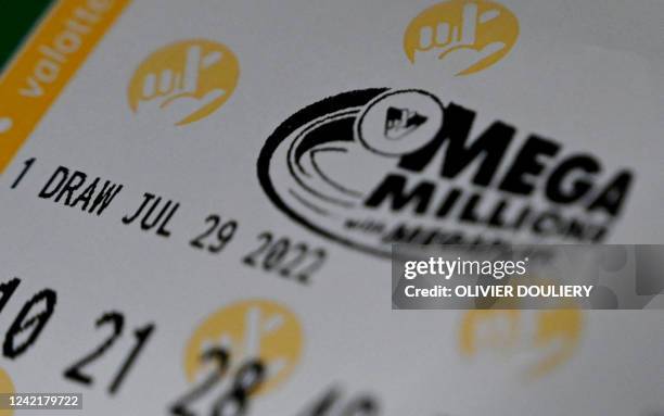 Mega Millions lottery ticket at a store on July 29, 2022 in Arlington, Virginia. The jackpot for Friday's Mega Millions is now $1.1 billion, the...