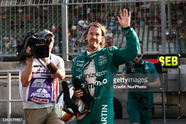 Sebastian Vettel of Aston Martin Aramco after the second practice ahead of the Formula 1 Hungarian Grand Prix at Hungaroring in Budapest, Hungary on...