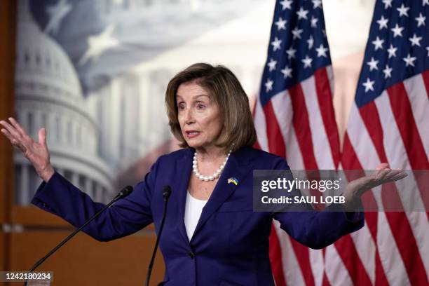 Speaker of the House Nancy Pelosi, Democrat of California, holds her weekly press conference on Capitol Hill in Washington, DC, July 29, 2022.