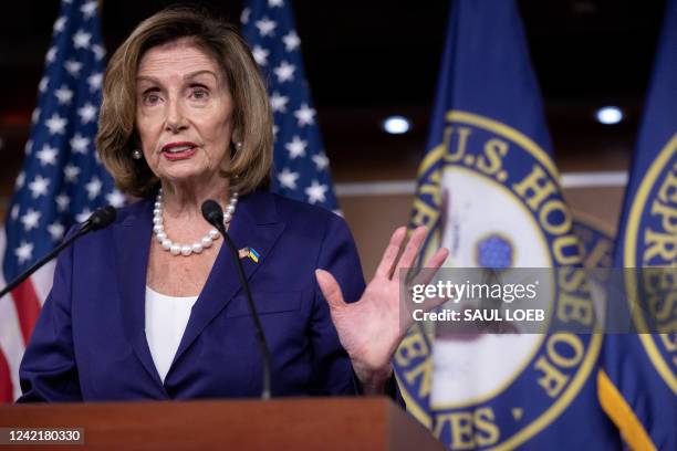 Speaker of the House Nancy Pelosi, Democrat of California, holds her weekly press conference on Capitol Hill in Washington, DC, July 29, 2022.