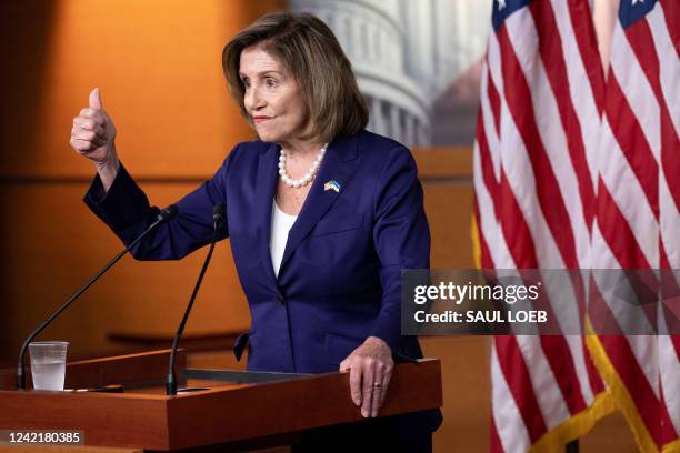 Speaker of the House Nancy Pelosi, Democrat of California, holds her weekly press conference on Capitol Hill in Washington, DC, July 29, 2022.