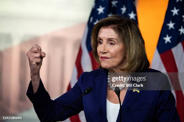 Speaker of the House Nancy Pelosi, D-Calif., holds her weekly news conference in the Capitol on Friday, July 29, 2022.