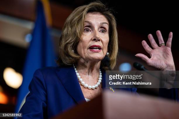 Speaker of the House Nancy Pelosi holds her weekly press conference on Capitol Hill on Friday, July 29, 2022 in Washington, DC. Speaker Pelosi is...