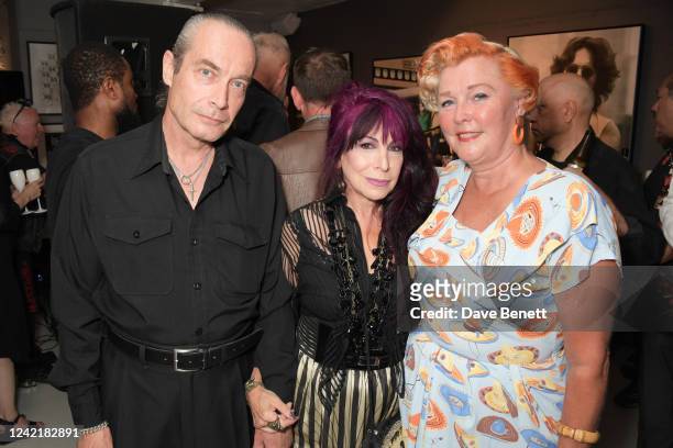 John McKay, Laurie Vanian and Vivien Wilson aka Vivien of Holloway attend the launch of the 'Legendary Moments' exhibition by Bob Gruen & Leee Black...