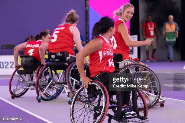 Kenya vs England in womens Wheelchair Basketball 3x3 at the Birmingham 2022 Commonwealth Games in Smithfield on 29th July 2022 in Birmingham, United...