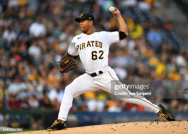 Jose Quintana of the Pittsburgh Pirates pitches during the first inning against the Philadelphia Phillies at PNC Park on July 29, 2022 in Pittsburgh,...