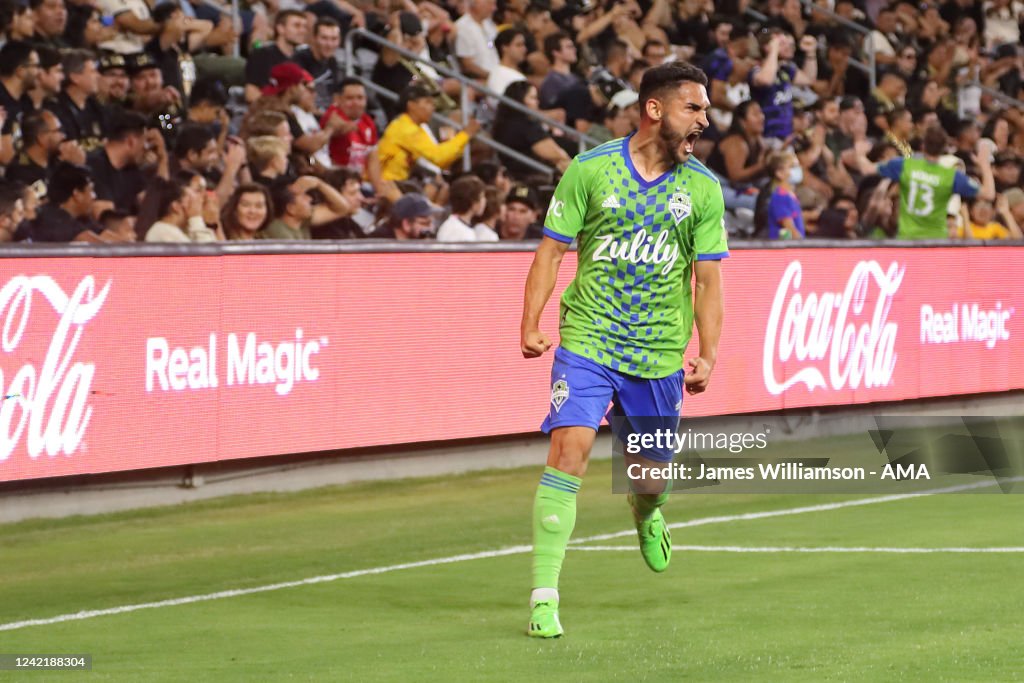 Christian Roldan Cristian Roldan of Seattle Sounders celebrates after his cross is ...